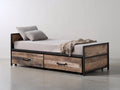 Letto singolo-Legno MDF-Metallo-200x90x100 cm-Marrone-Nero-Stile industriale