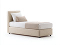 Letto singolo-Pelle sintetica-200x90x100 cm-Beige-Stile moderno