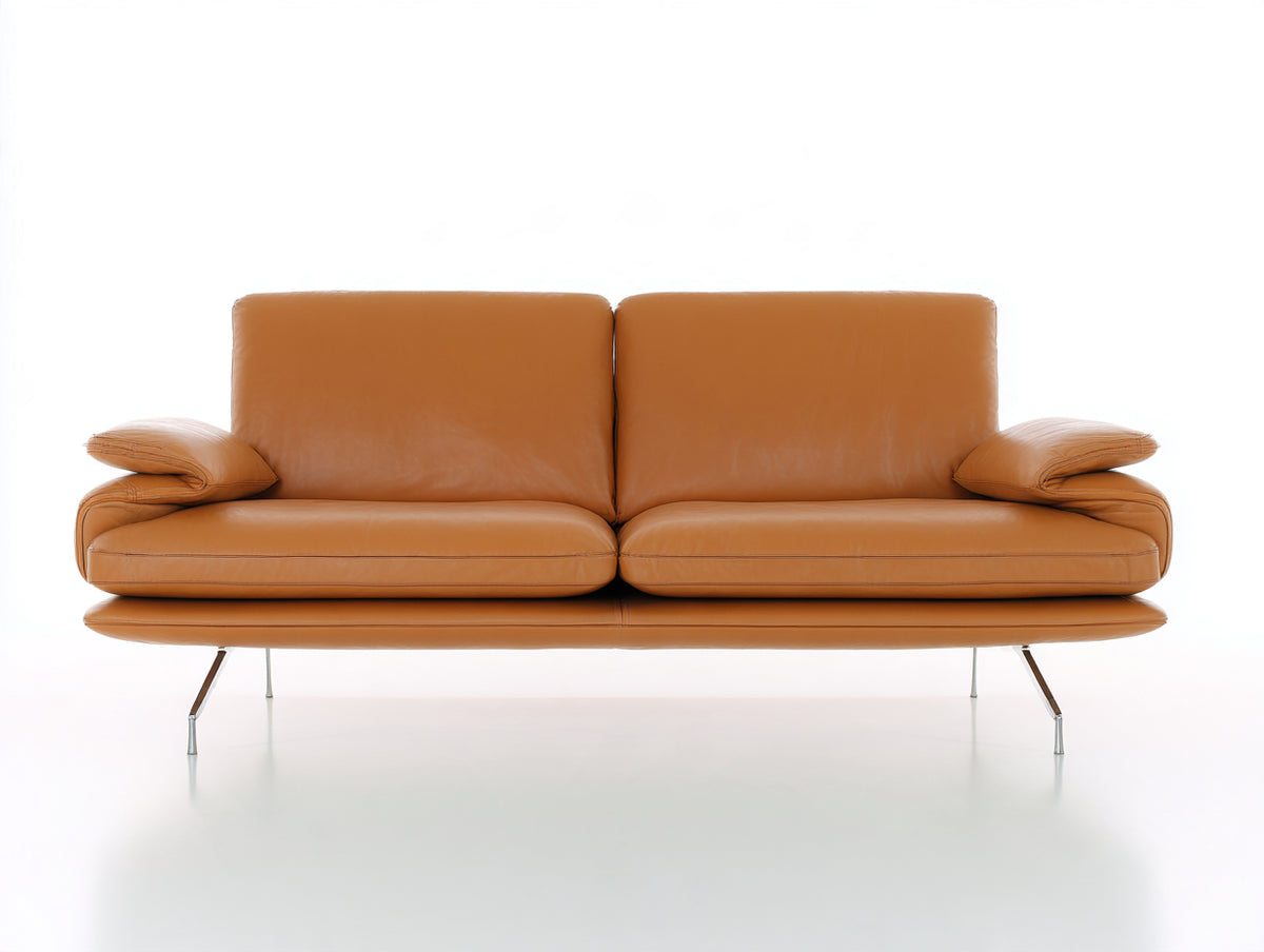 Divano lineare-Pelle-220x90x80 cm-Marrone chiaro-Design moderno