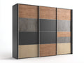 Armadio - Vetro-Acciaio - 240x60x220 cm - Nero-Marrone-Grigio-Beige - Moderno