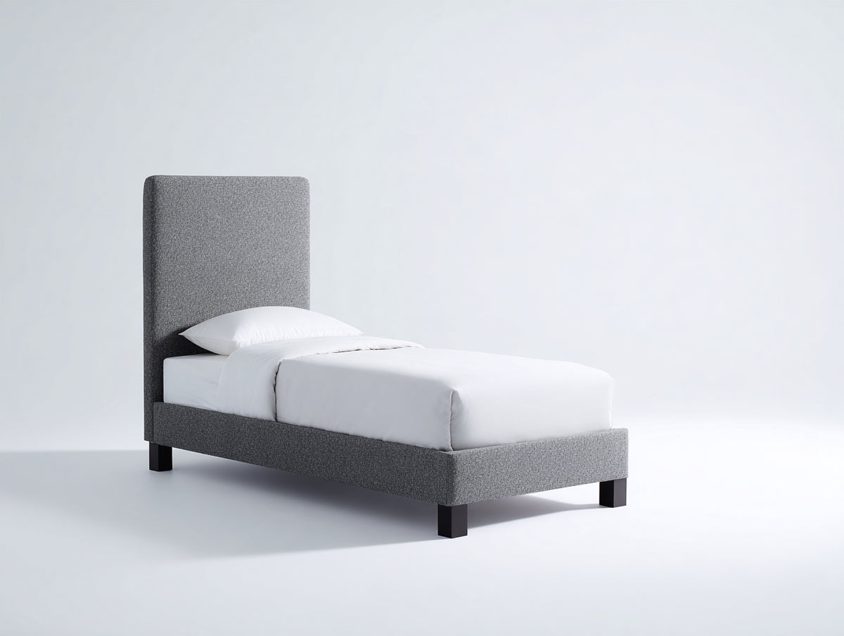 Letto singolo-Tessuto-195x93x104 cm-Grigio-Stile moderno