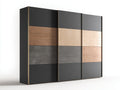 Armadio - Vetro-Acciaio - 240x60x220 cm - Nero-Grigio-Marrone-Beige - Moderno