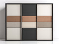 Armadio - Vetro-Acciaio - 220x60x220 cm - Nero-Beige-Crema - Moderno