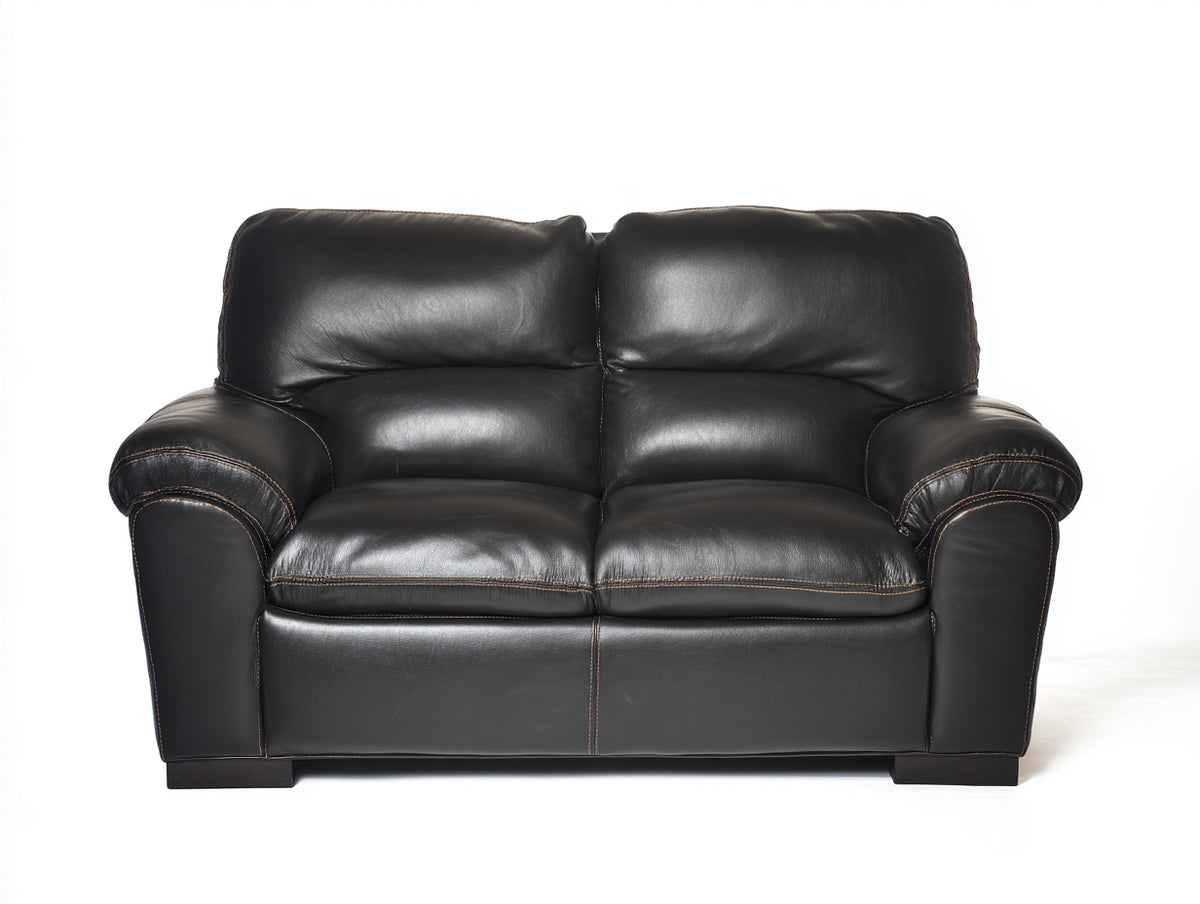 Divano lineare-Pelle-210x90x85 cm-Nero-Design classico