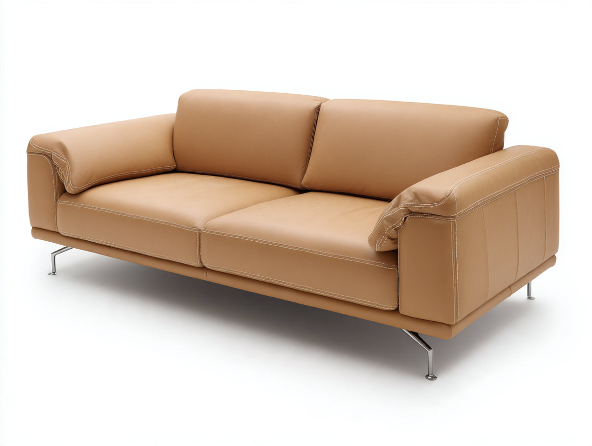 Divano lineare-Pelle sintetica-230x90x80 cm-Marrone chiaro-Design moderno