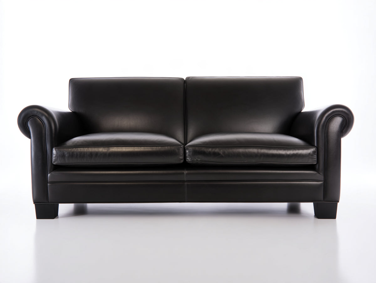 Divano lineare-Pelle-230x95x85 cm-Nero-Design classico