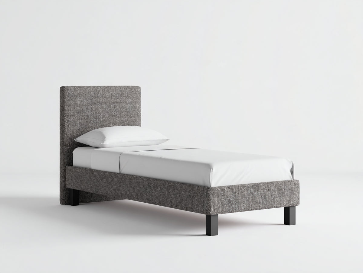 Letto singolo-Tessuto-197x91x102 cm-Grigio-Stile moderno