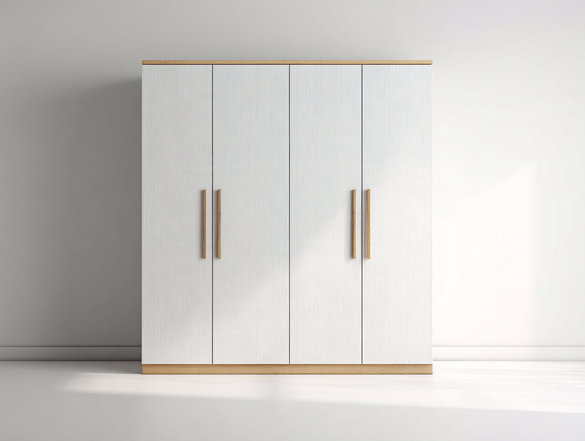 Armadio - Legno - 180x55x210 cm - Bianco-Rovere naturale - Moderno