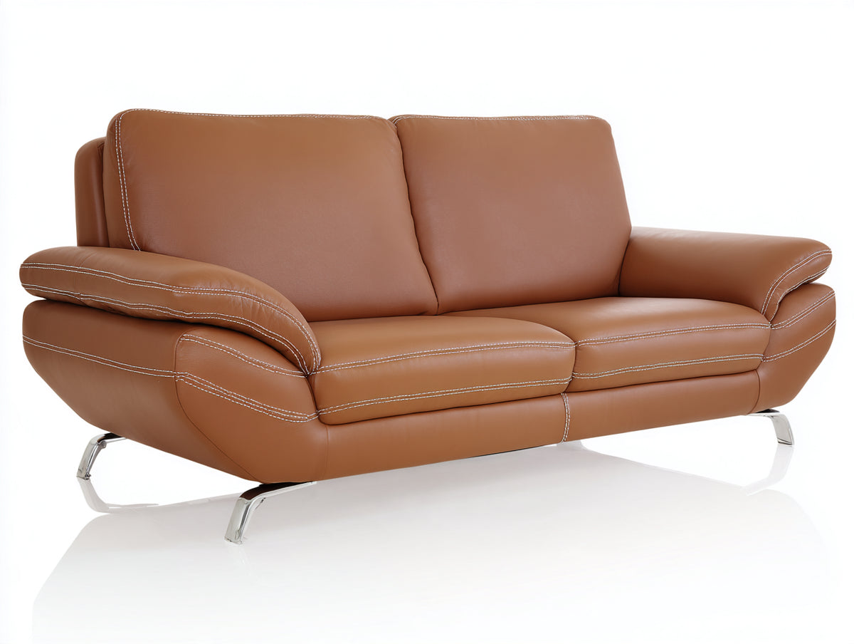 Divano lineare-Pelle-240x95x85 cm-Marrone-Design moderno