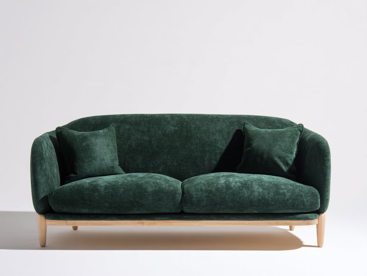 Divano lineare-Velluto-240x95x85 cm-Verde-Design moderno
