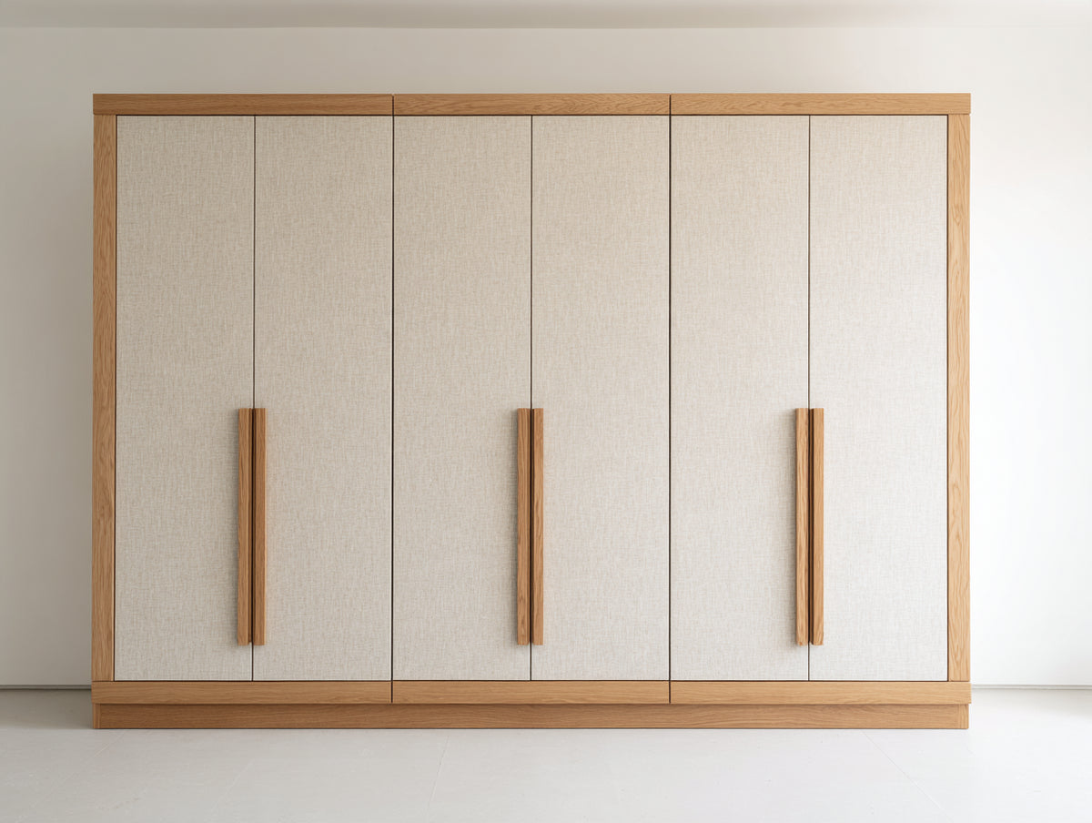 Armadio - Legno-Tessuto - 300x60x220 cm - Rovere naturale-Beige - Moderno