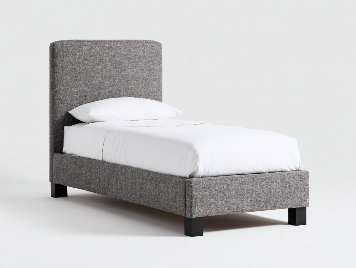 Letto singolo-Tessuto-198x92x105 cm-Grigio-Stile moderno